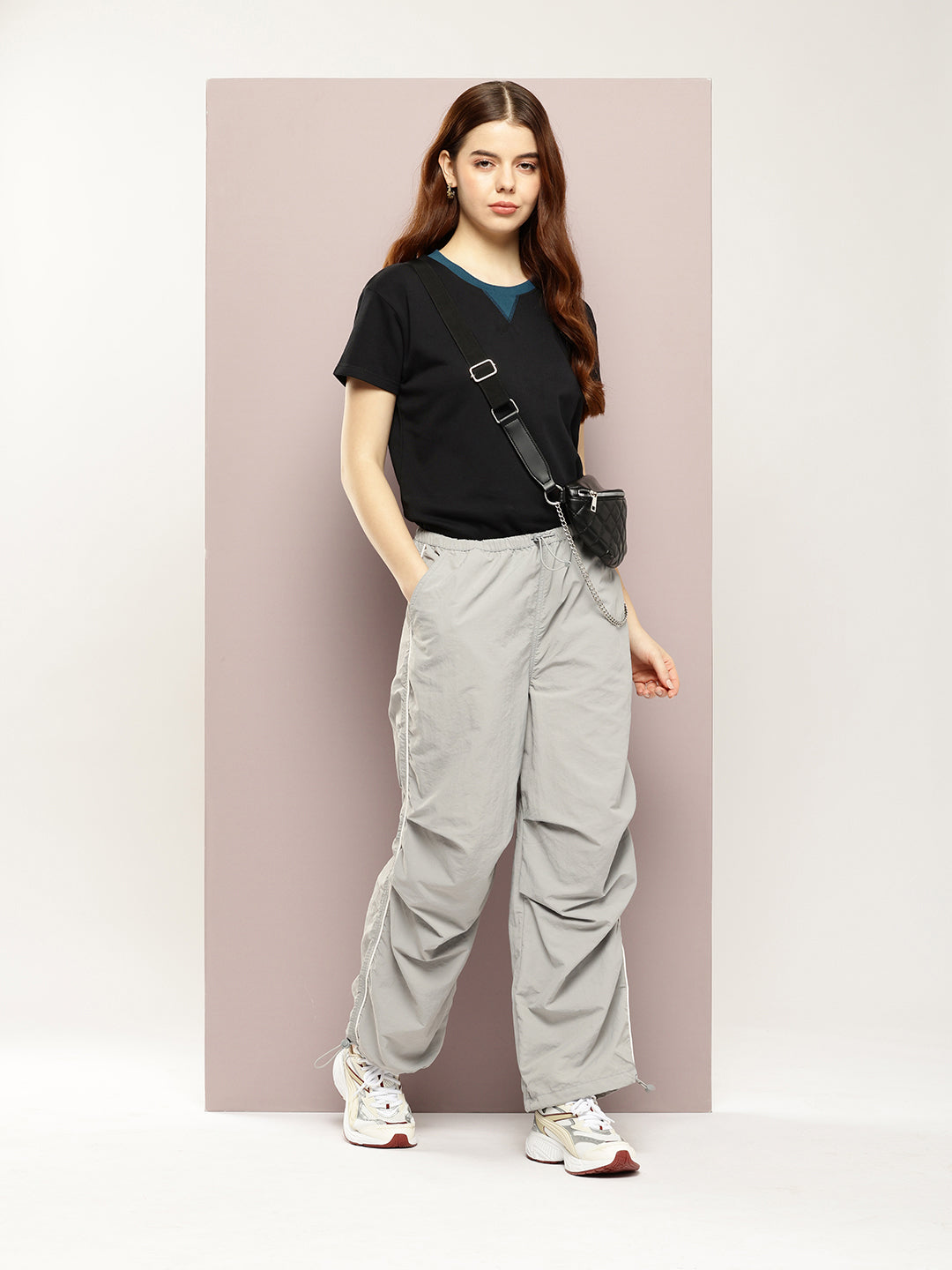 Womens Half Sleeve V-Neck Solid Boxy Fit Tshirts