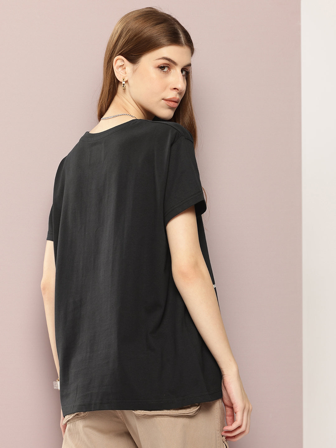 Womens Half Sleeve Round Neck Printed Boxy Fit Tshirts