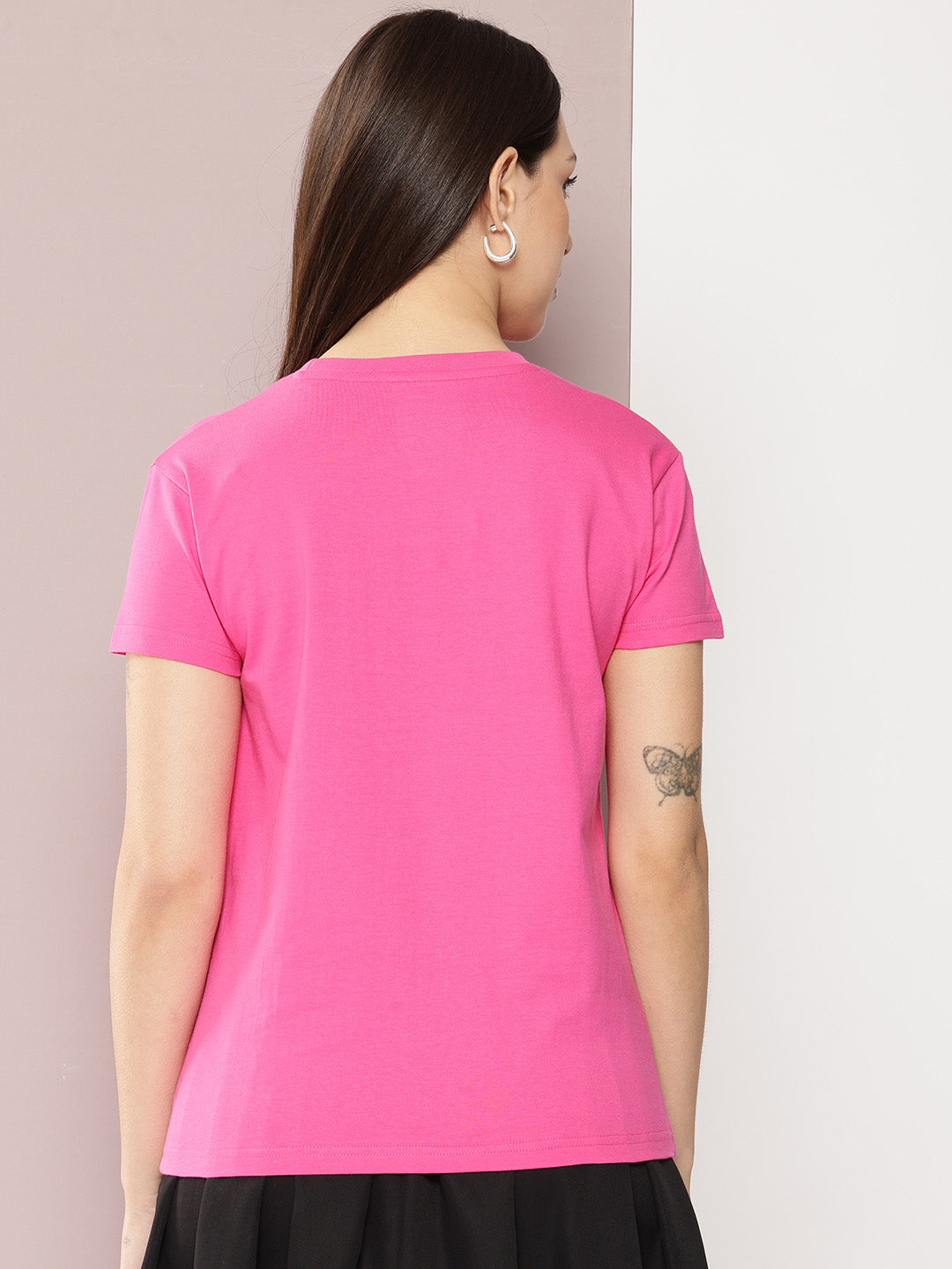 Womens Half Sleeve Round Neck Solid Regular Fit Tshirts