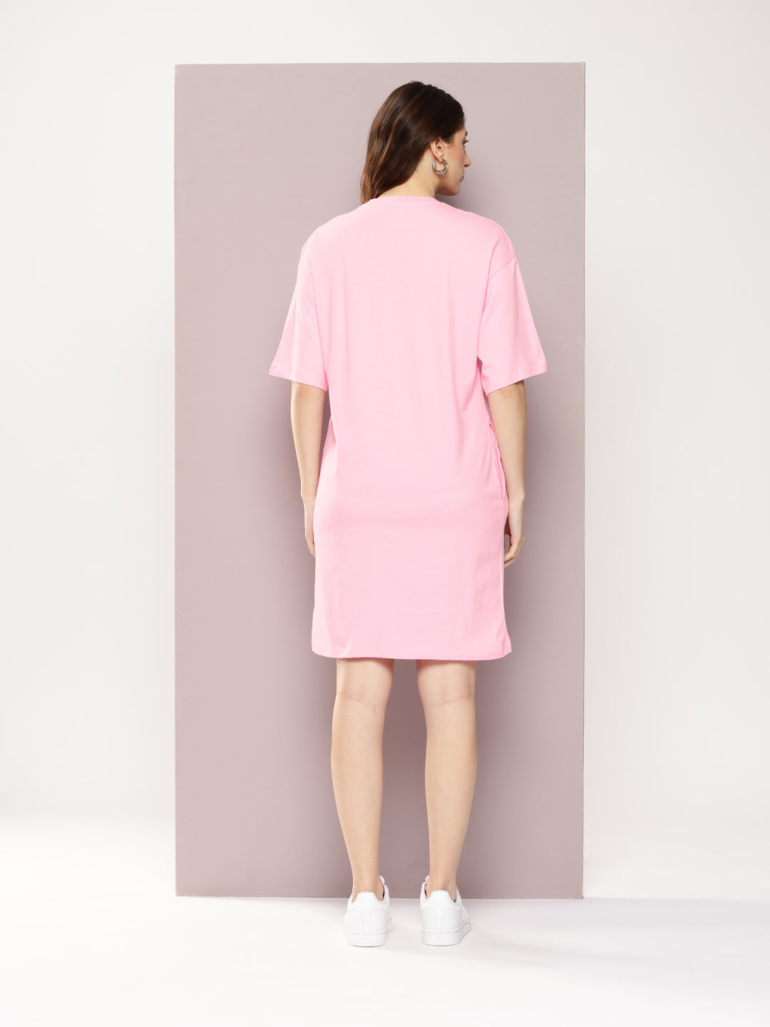 Womens Oversized Short Sleeves Printed Tshirt Dress