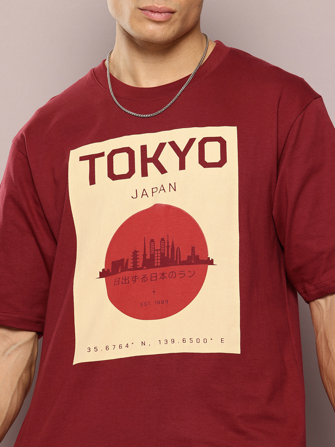 Mens Half Sleeve Round Neck Printed Oversized Fit Tshirts