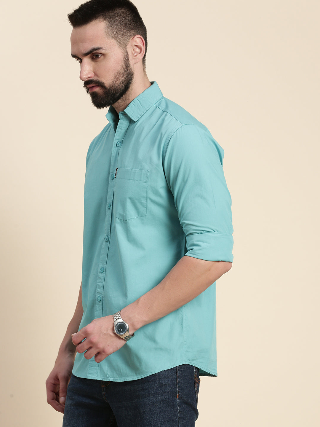 Mens Plain Full Sleeve Shirt With Pocket