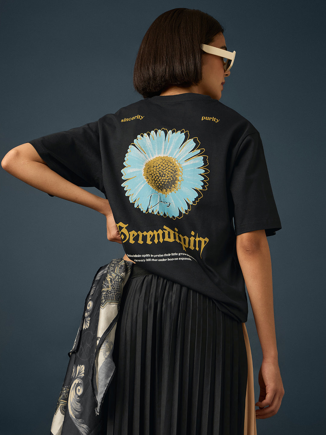 Womens Short Sleeve Printed Oversized Fit Tshirt 