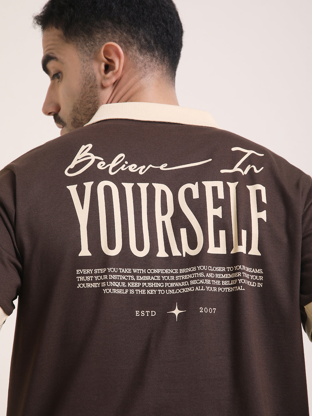 Mens Half Sleeve Polo Neck Back Printed Relaxed Fit Tshirts
