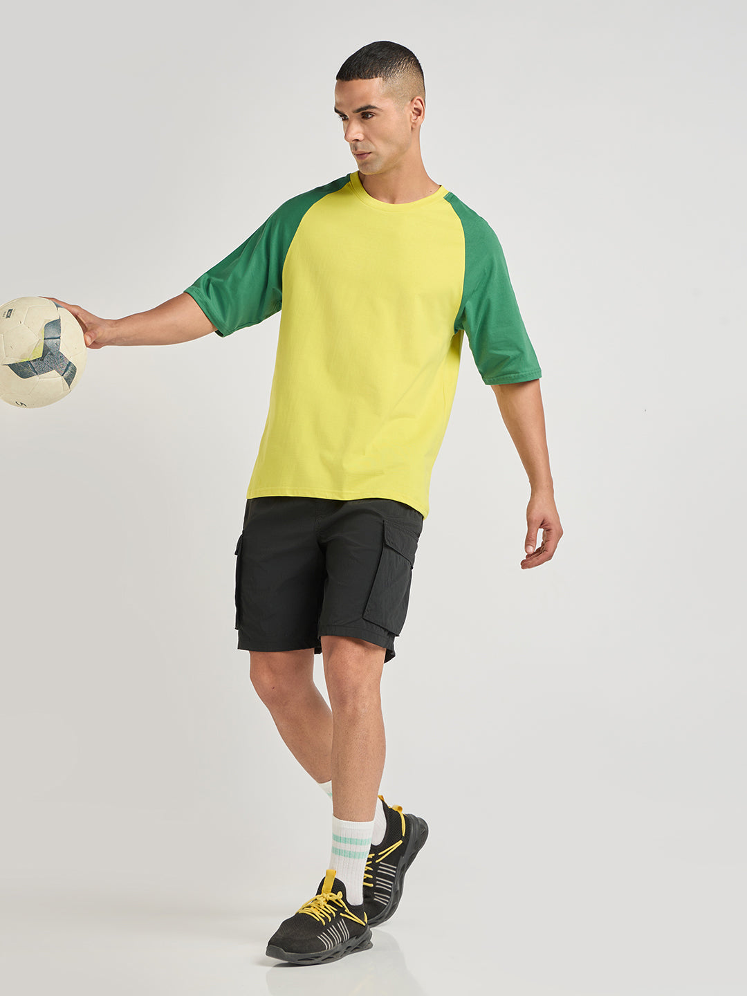 Mens Solid Oversized Raglan Sleeve Round Neck Tshirt