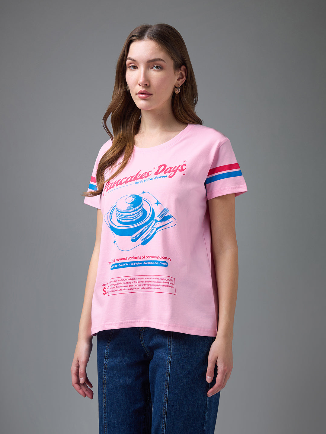 Womens Printed Round Neck Boxy Fit Tshirt