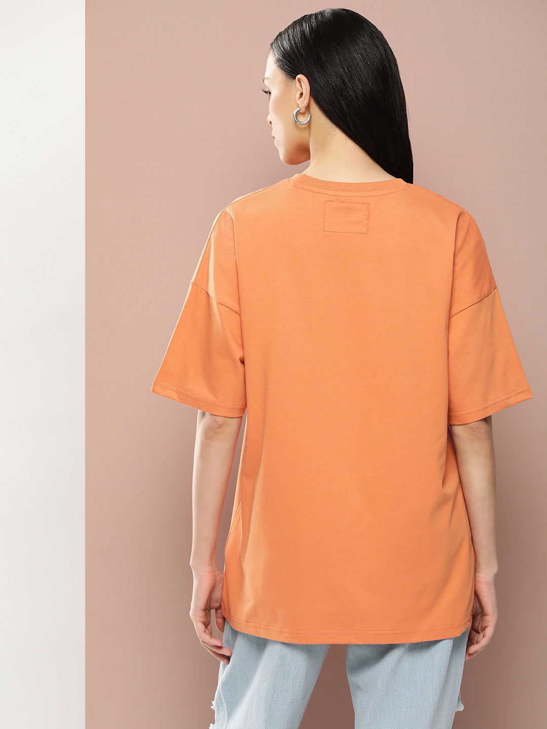 Womens Half Sleeve Drop Shoulder Printed Oversized Fit T-Shirts