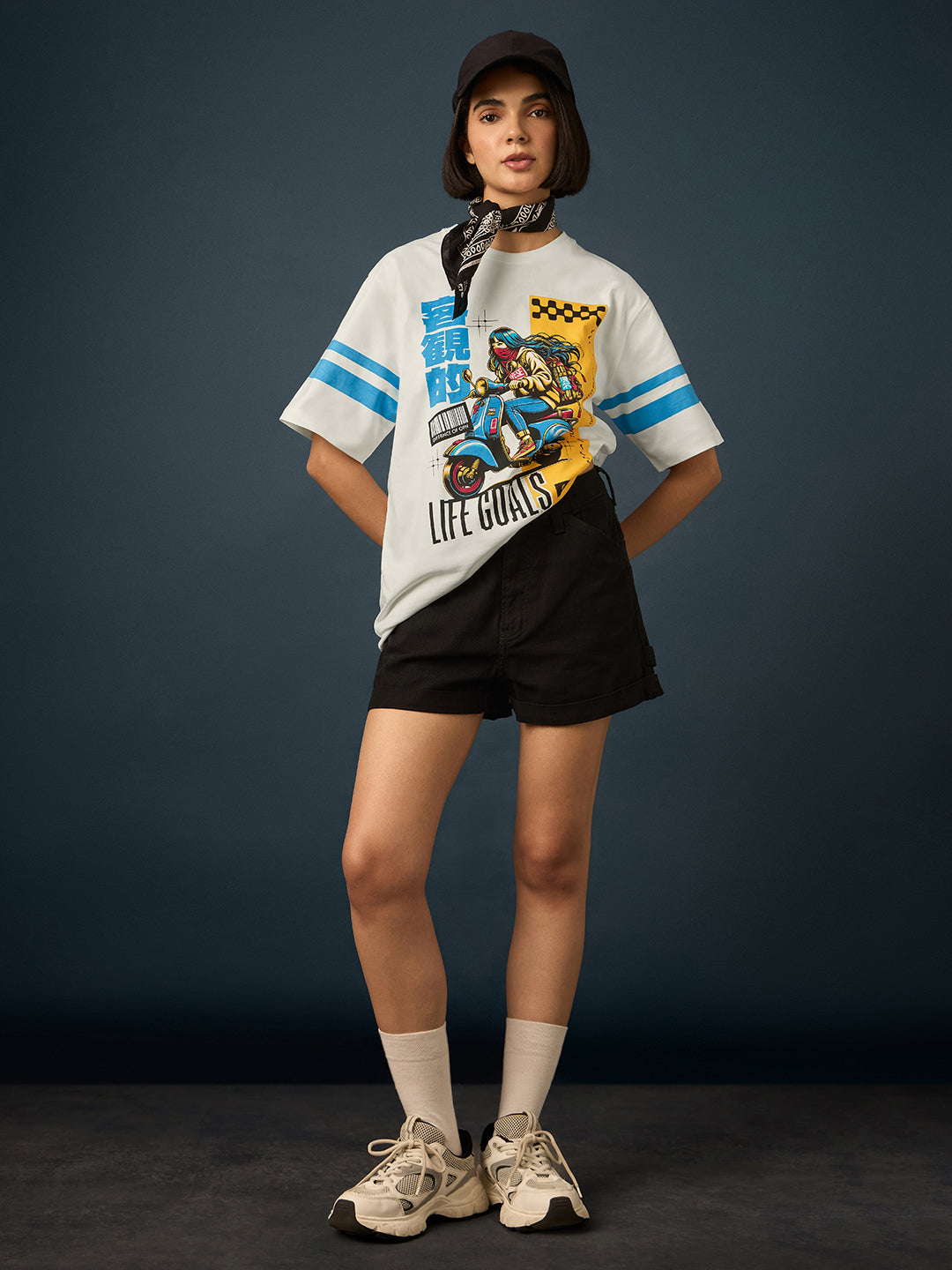 Womens Short Sleeve Printed Oversized Fit Tshirt 