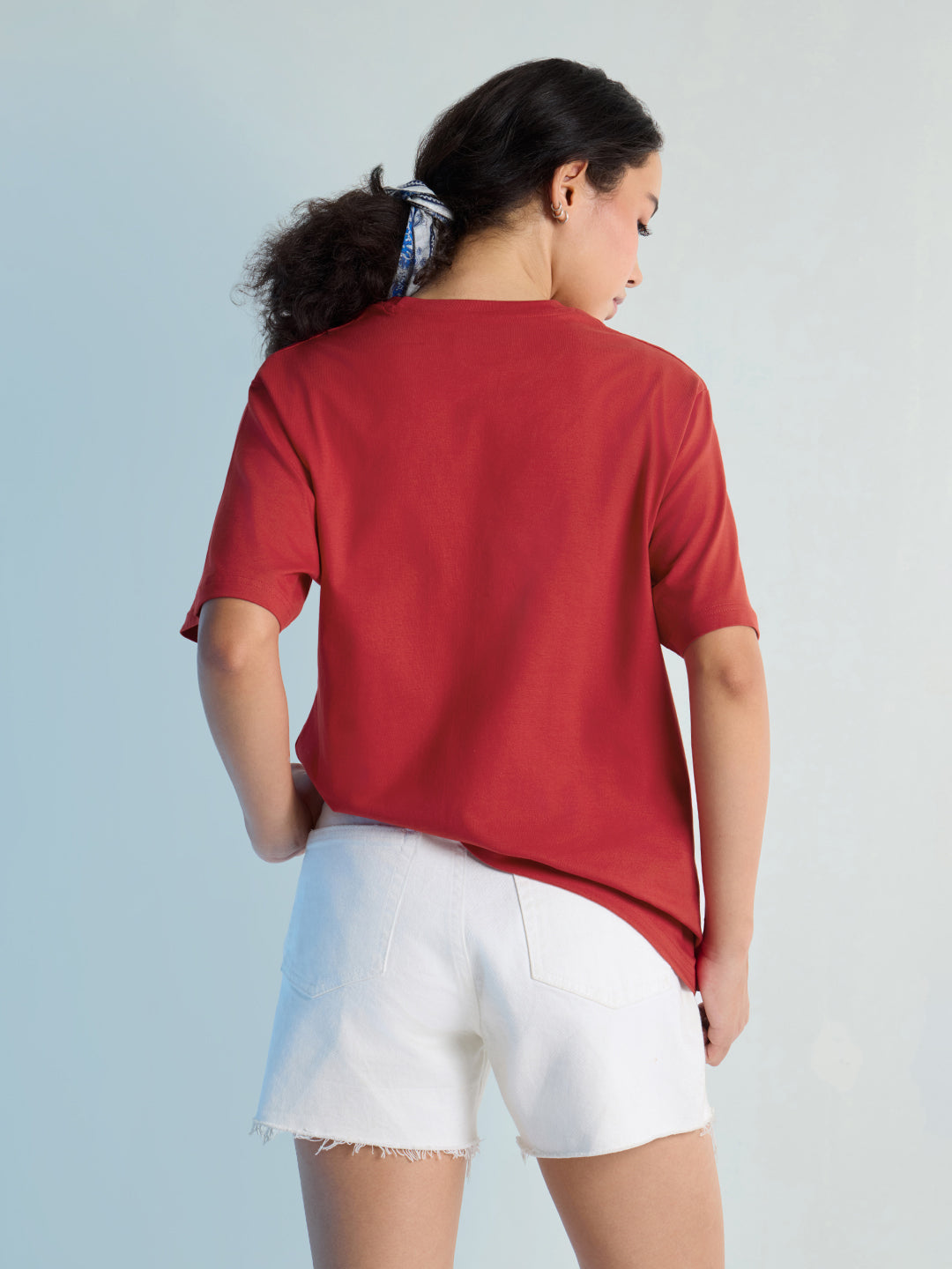 Womens Stud Detailed Oversized Round Neck Tshirt 