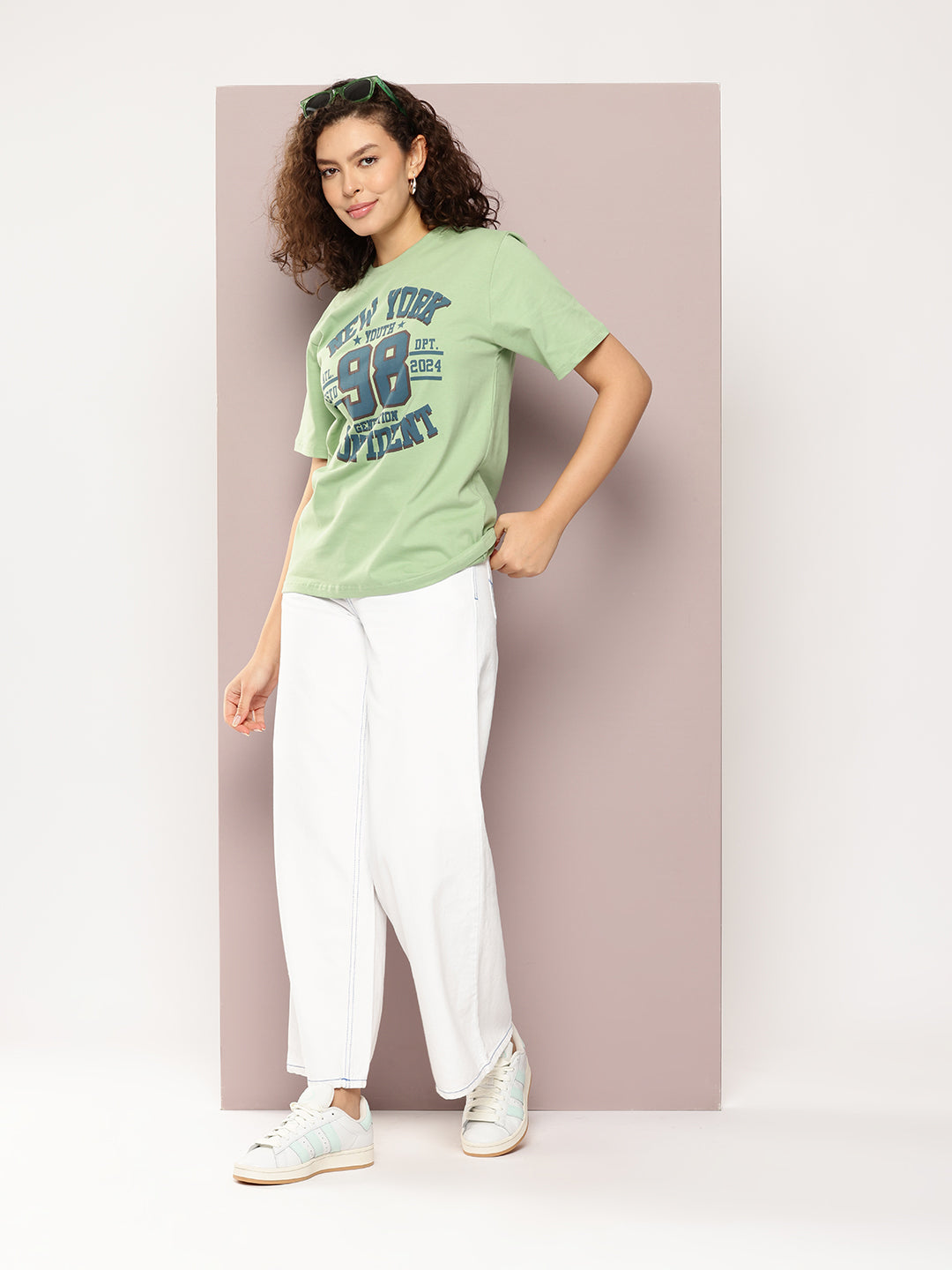 Womens Half Sleeve Round Neck Printed Oversized Fit Tshirts