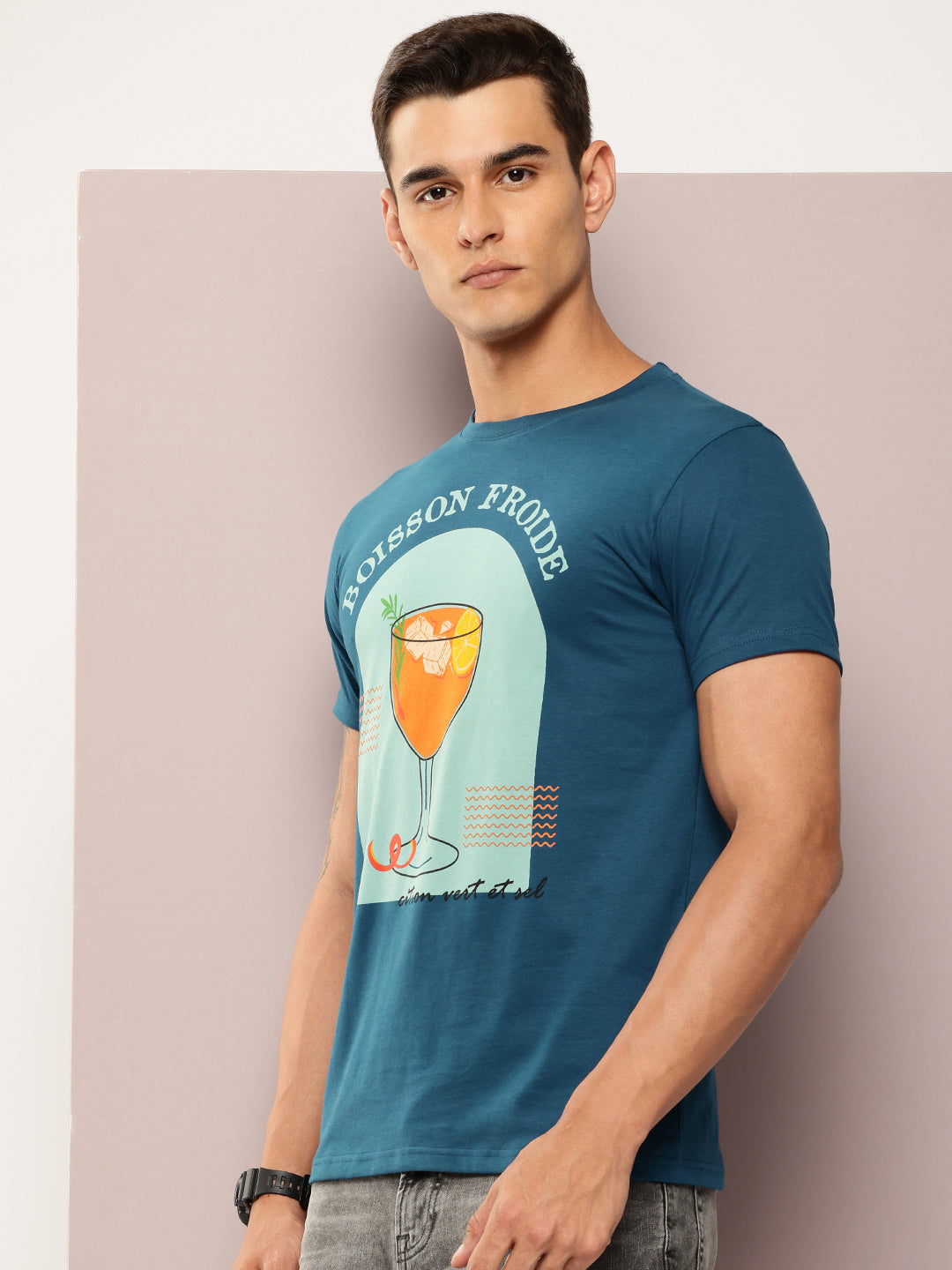 Mens Half Sleeve Round Neck Printed Regular Fit Tshirts