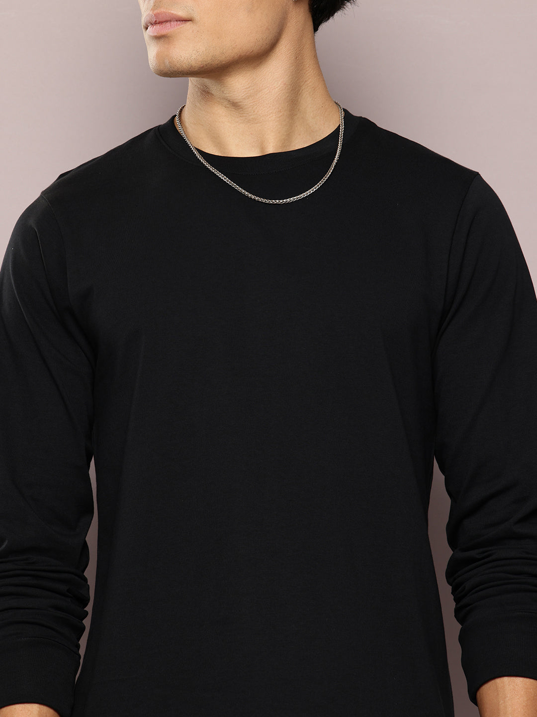 Mens Full Sleeve Round Neck Solid Regular Fit Tshirts