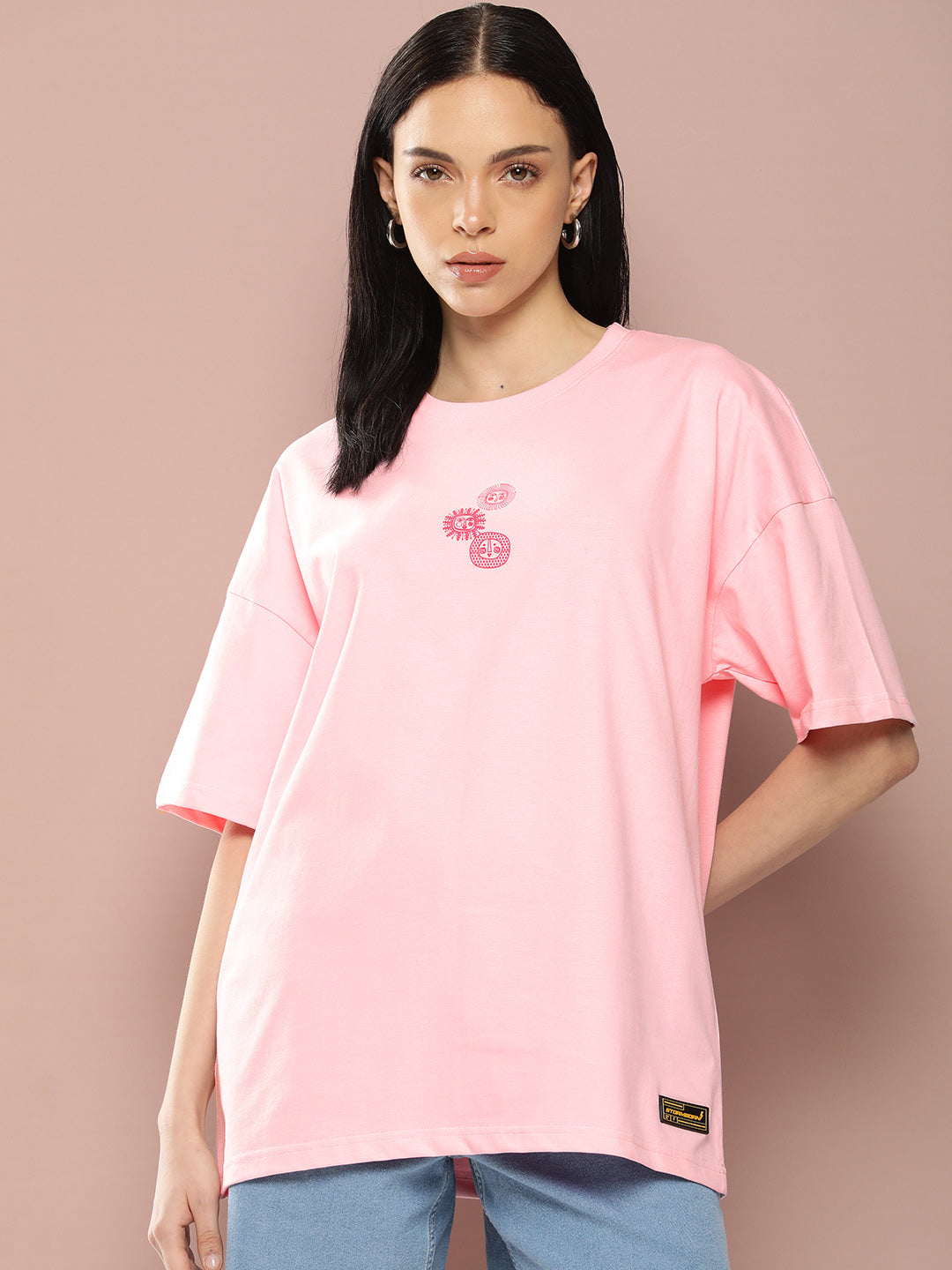 Womens Half Sleeve Drop Shoulder Printed Oversized Fit T-Shirts