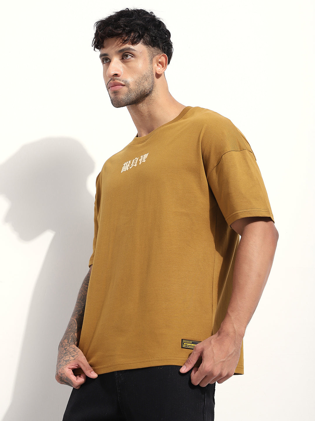 Mens Half Sleeve Drop Shoulder Printed Oversized Fit T-Shirts