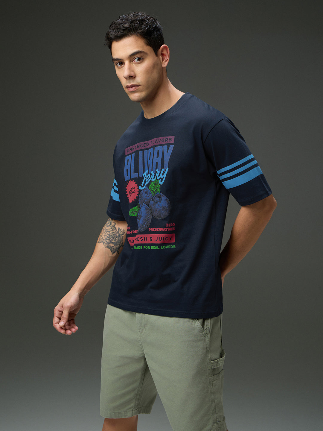Mens Round Neck Half Sleeve Printed Oversized Fit Tshirt