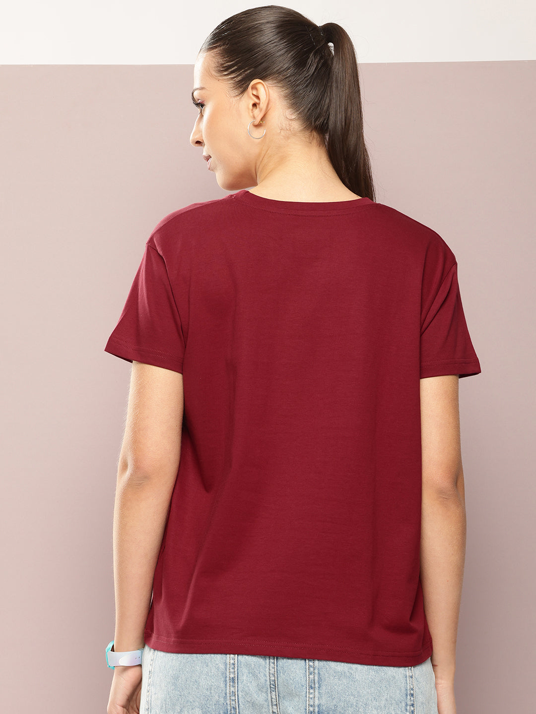 Womens Half Sleeve Round Neck Printed Boxy Fit Tshirts