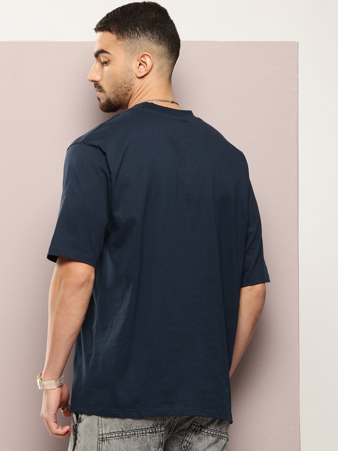 Mens Half Sleeve Round Neck Solid Oversized Fit Tshirts