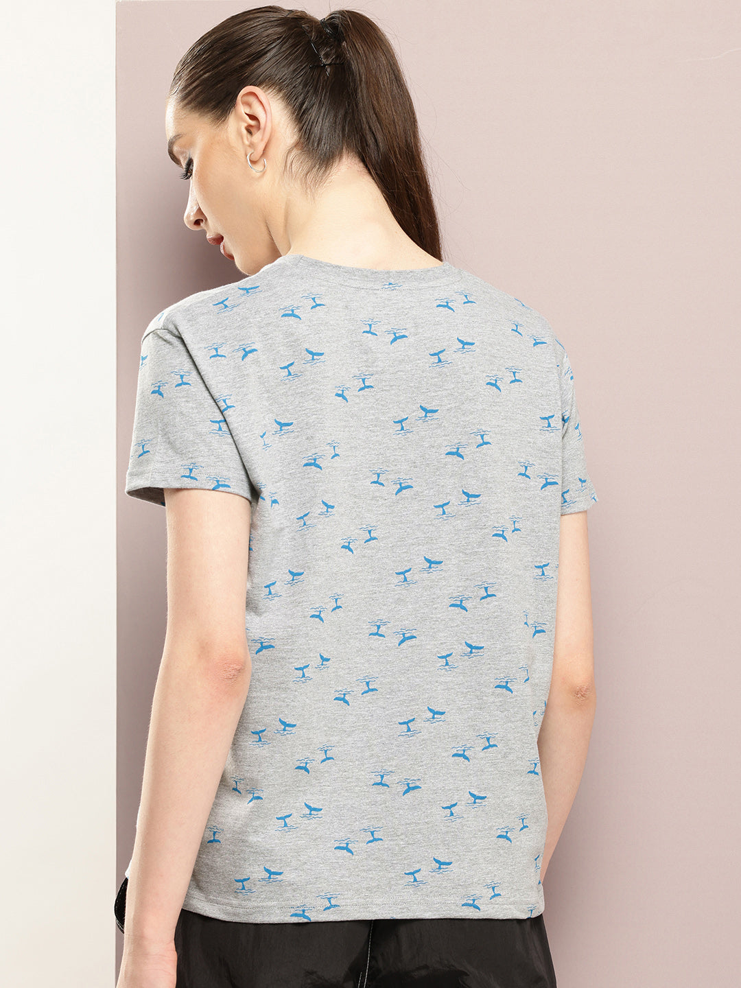Womens Half Sleeve Round Neck All-Over Printed Boxy Fit Tshirts