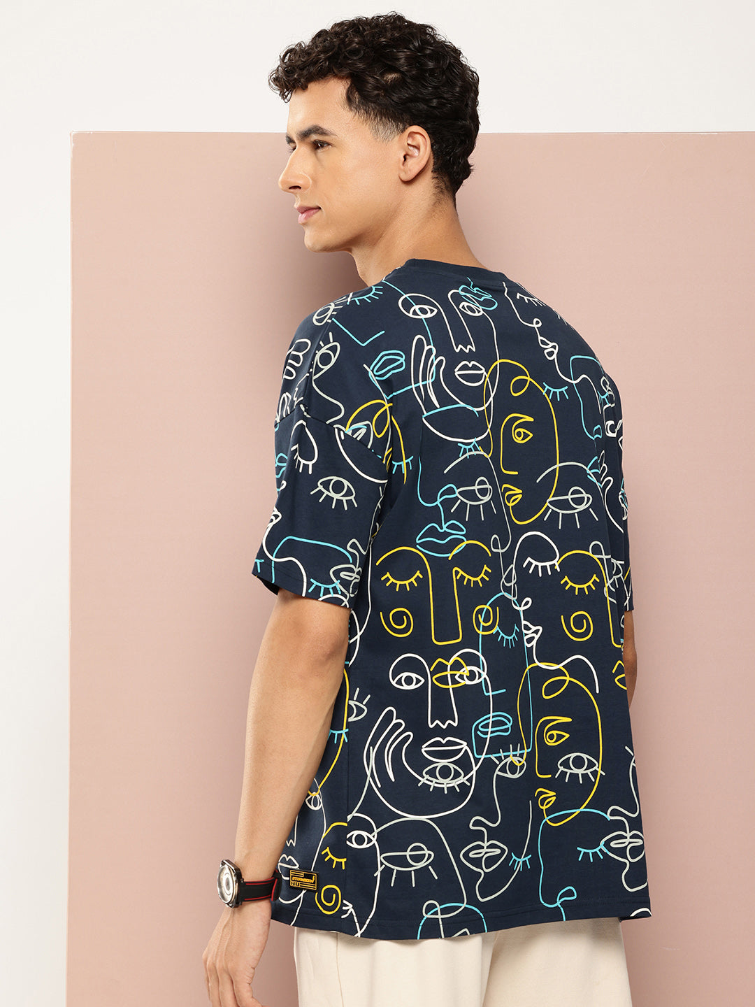 Mens Half Sleeve Drop Shoulder Printed Oversized Fit T-Shirts