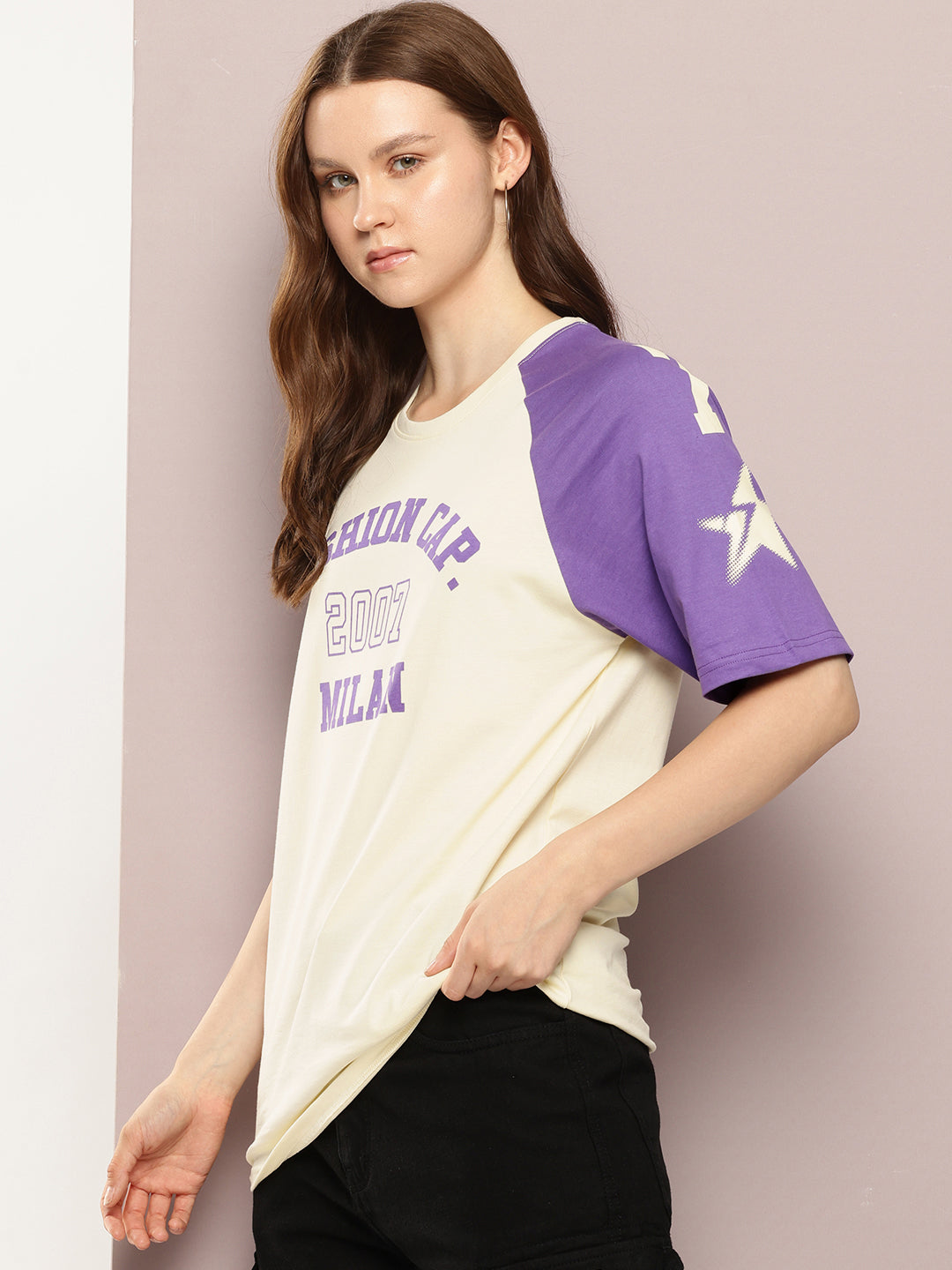Womens Half Sleeve Round Neck Printed Oversized Fit Tshirts