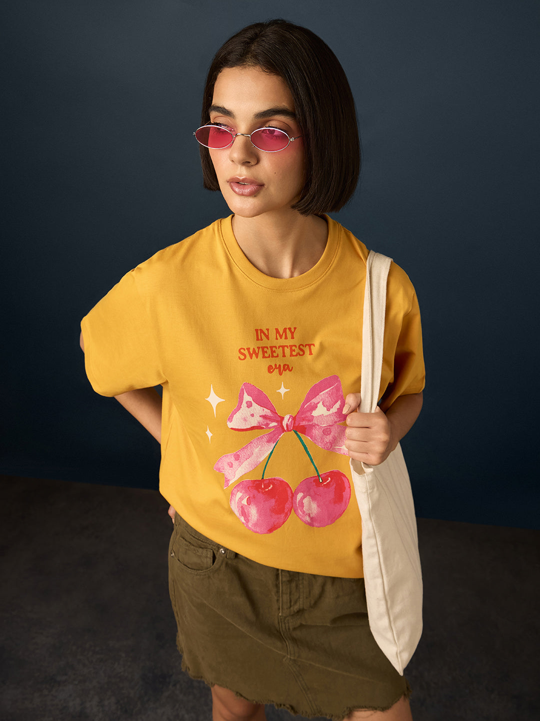 Womens Short Sleeve Printed Oversized Fit Tshirt 