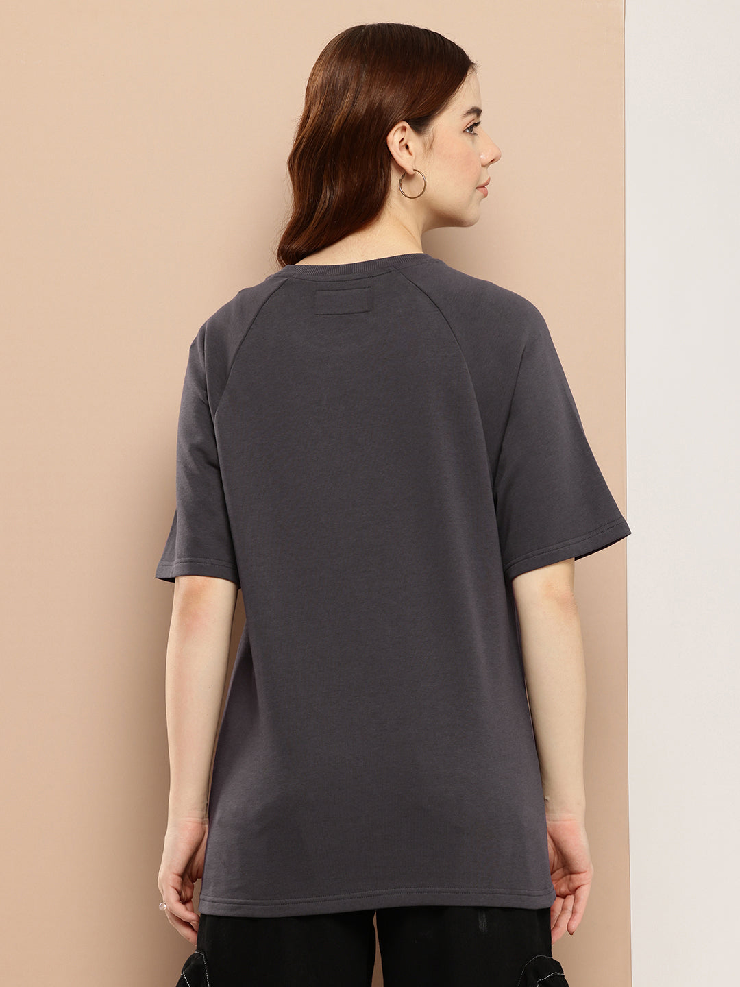 Womens Half Sleeve Round Neck Solid Oversized Fit Tshirts