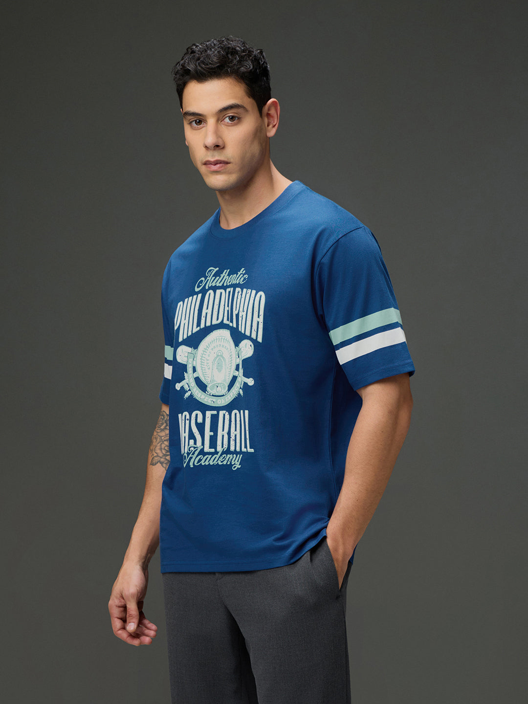 Mens Round Neck Half Sleeve Printed Oversized Fit Tshirt