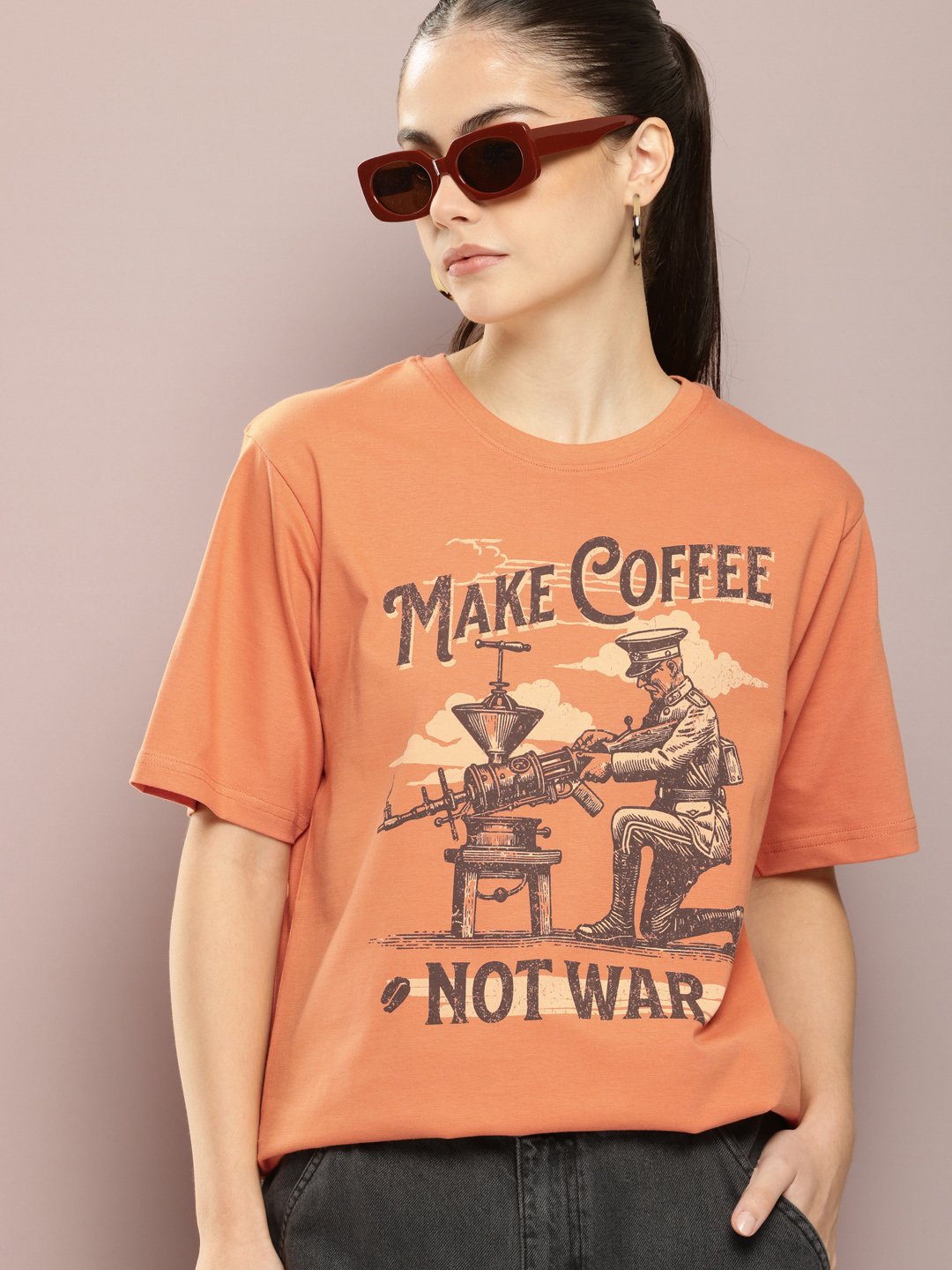 Womens Half Sleeve Round Neck Oversized Fit T-Shirts