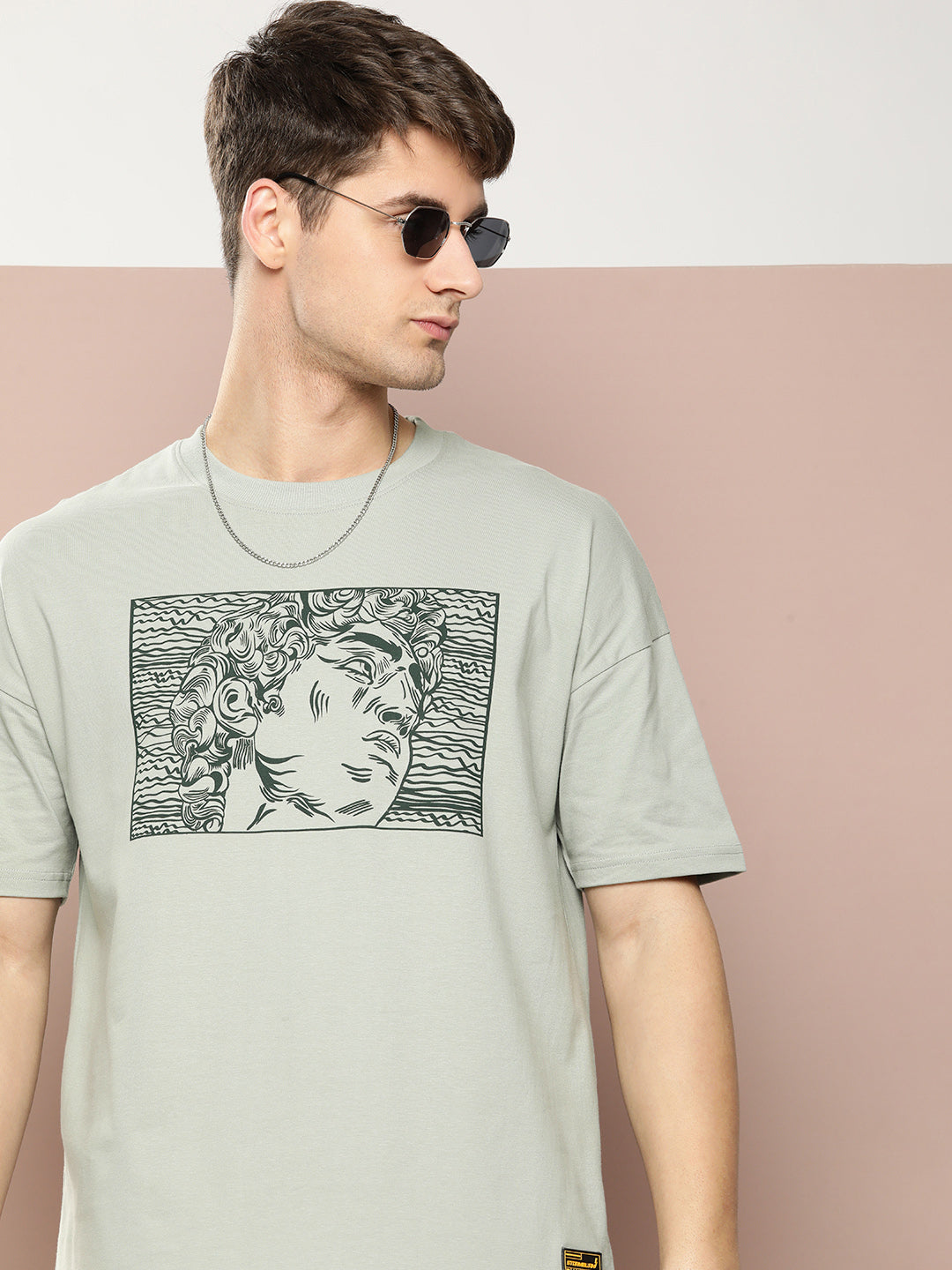 Mens Half Sleeve Drop Shoulder Printed Oversized Fit T-Shirts