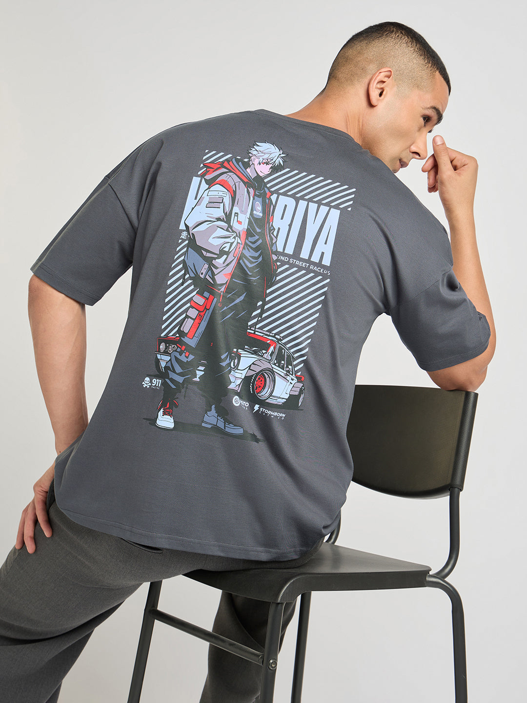 Mens Printed Oversized Half Sleeve Round Neck Tshirt
