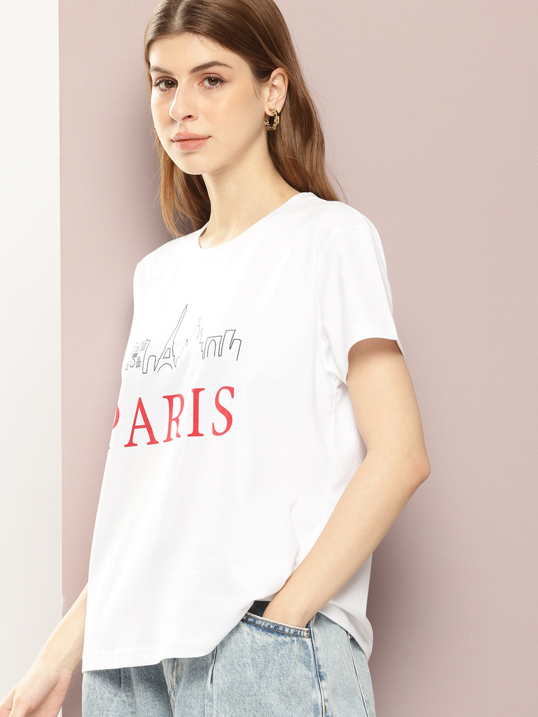 Womens Half Sleeve Round Neck Printed Boxy Fit Tshirts