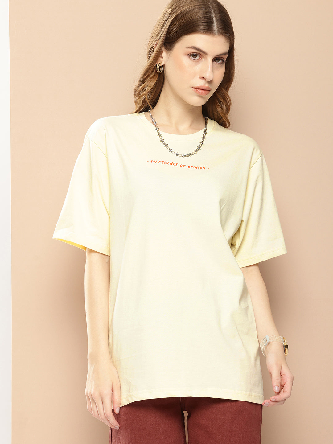 Womens Half Sleeve Round Neck Back Printed Oversized Fit Tshirts