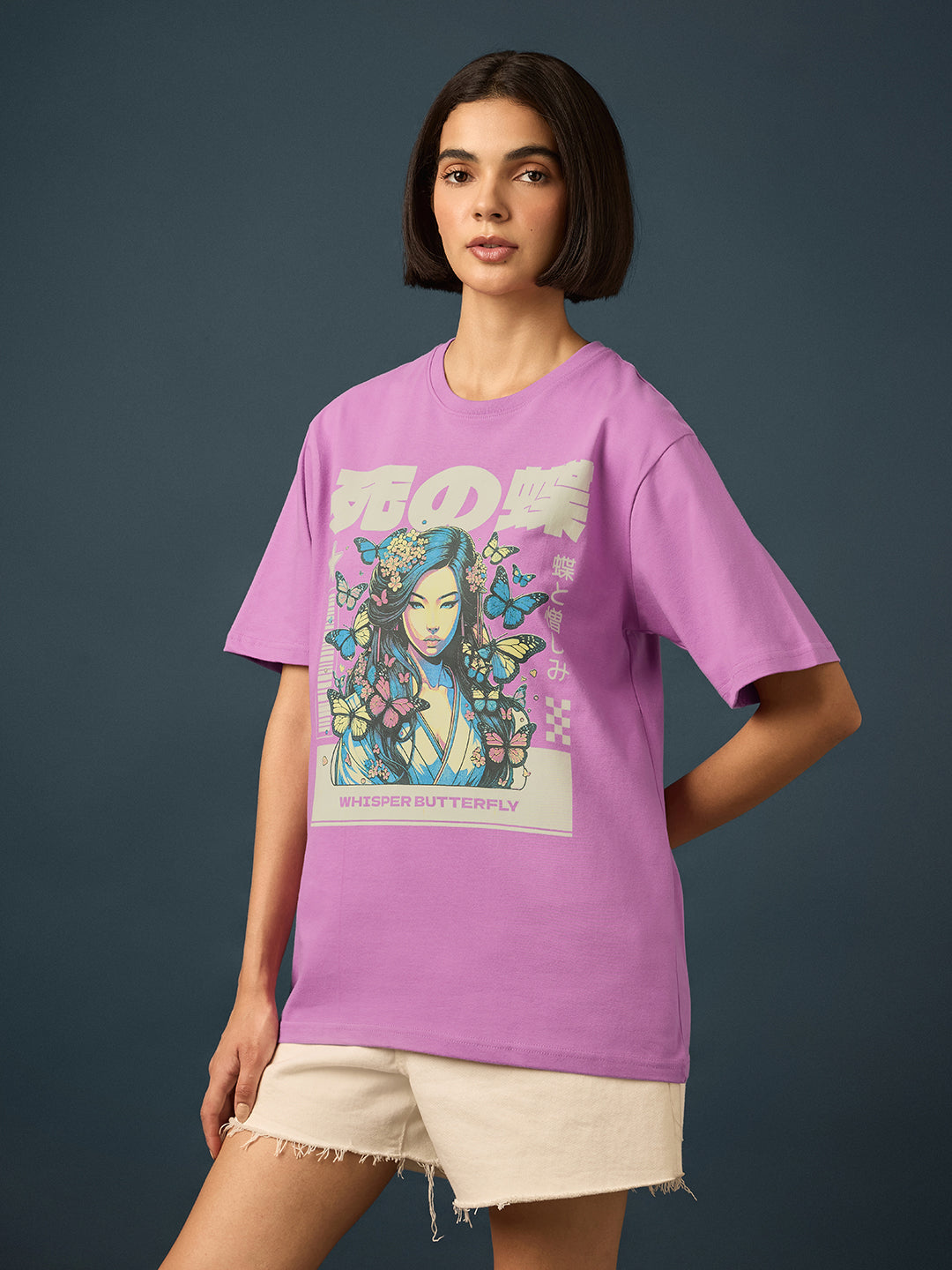 Womens Short Sleeve Printed Oversized Fit Tshirt 