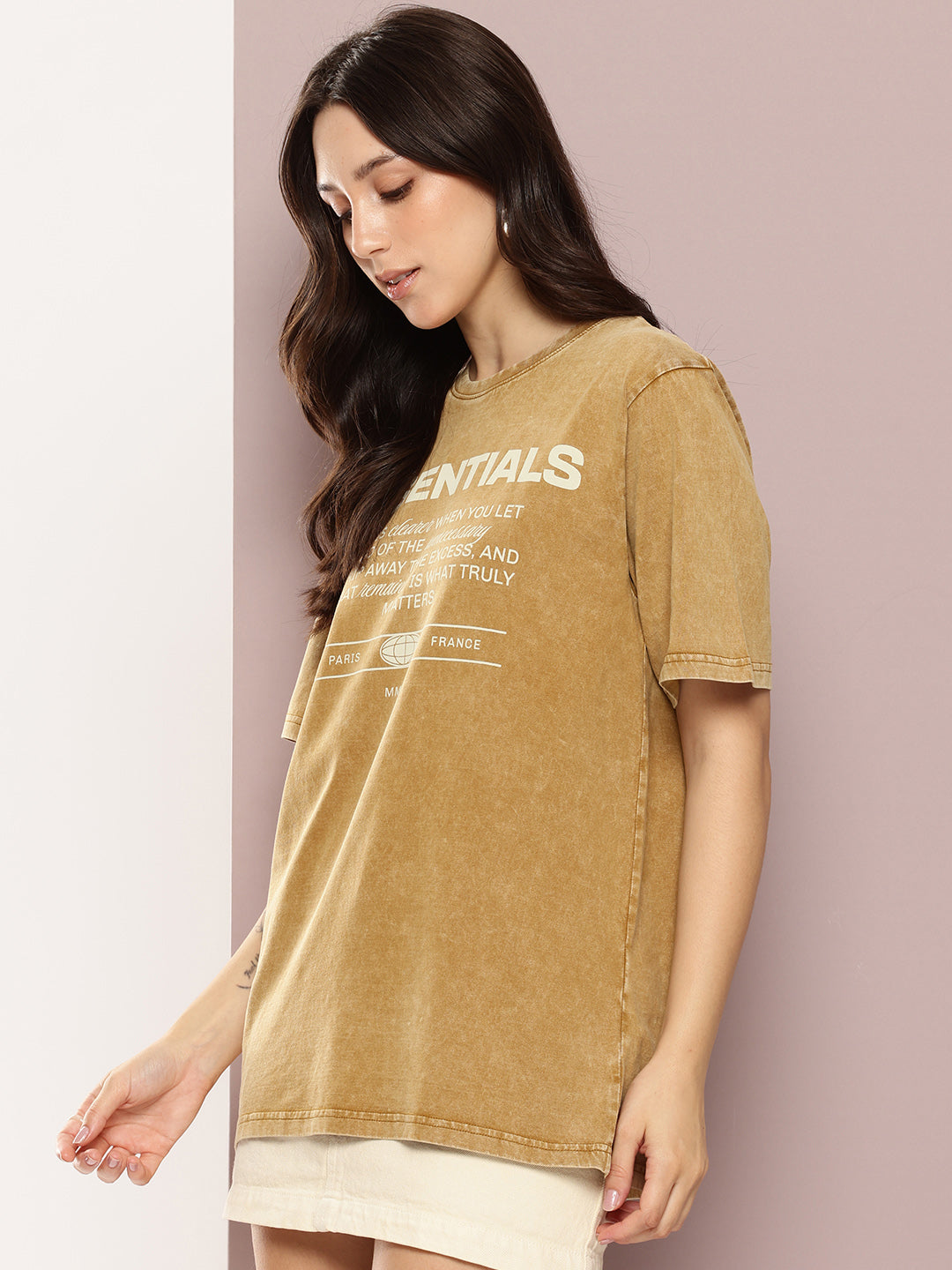 Womens Half Sleeve Round Neck Printed Oversized Fit Tshirts