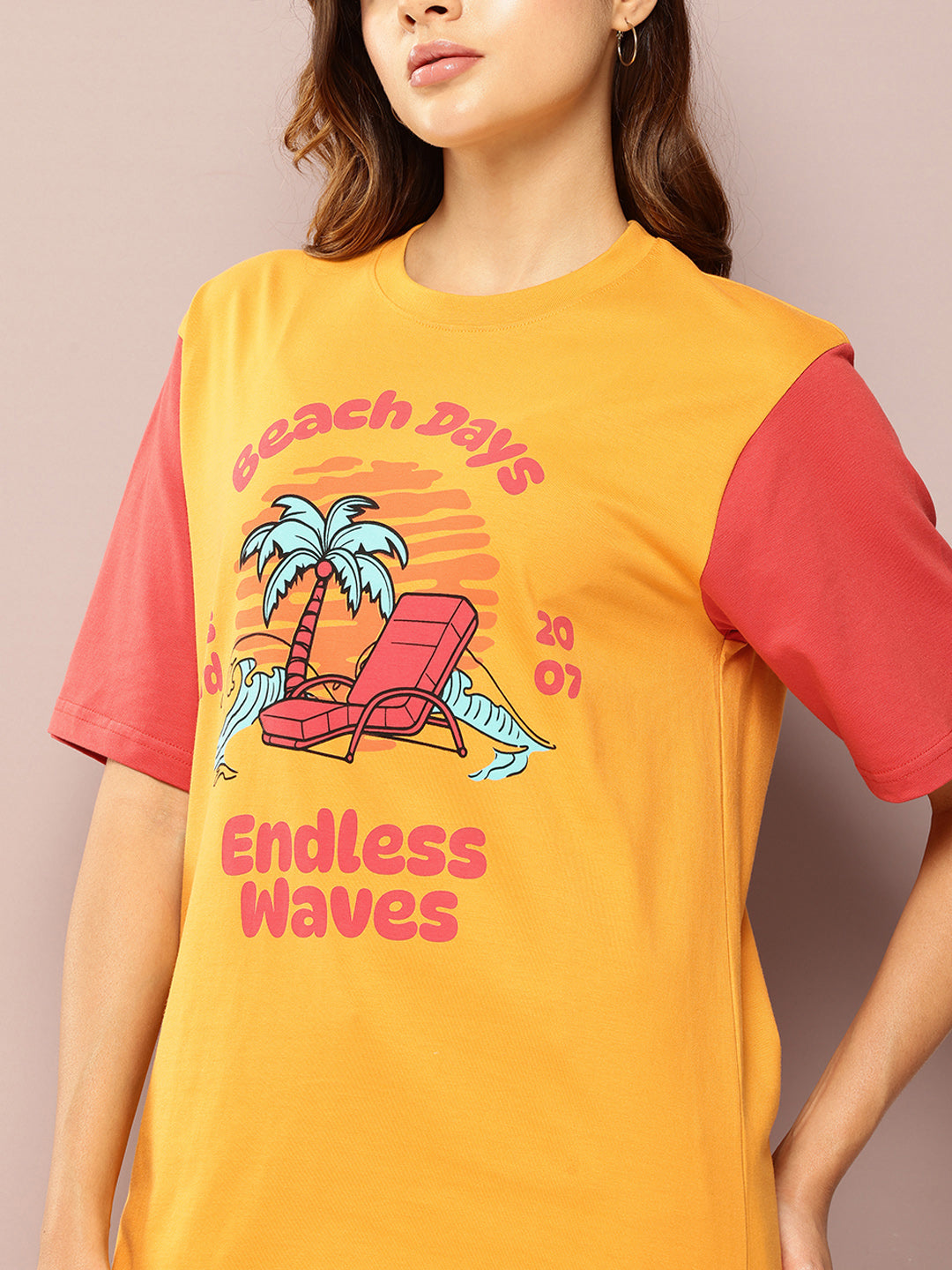 Womens Short Sleeve Printed Oversized Fit Tshirt