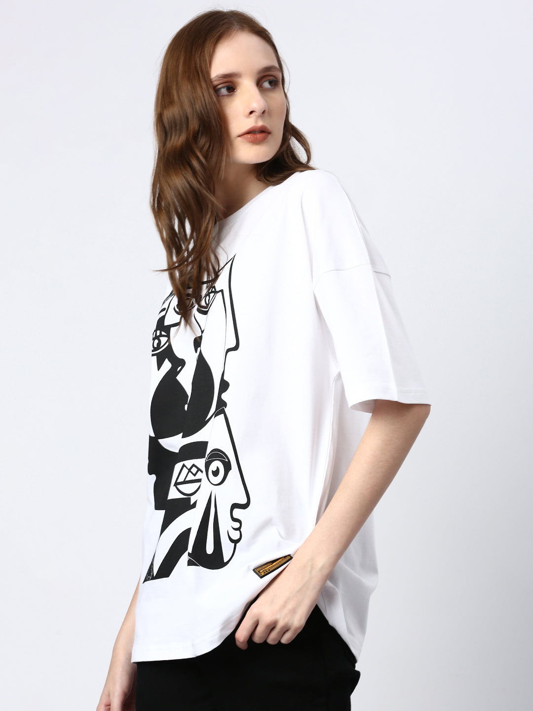 Womens Half Sleeve Drop Shoulder Printed Oversized Fit T-Shirts