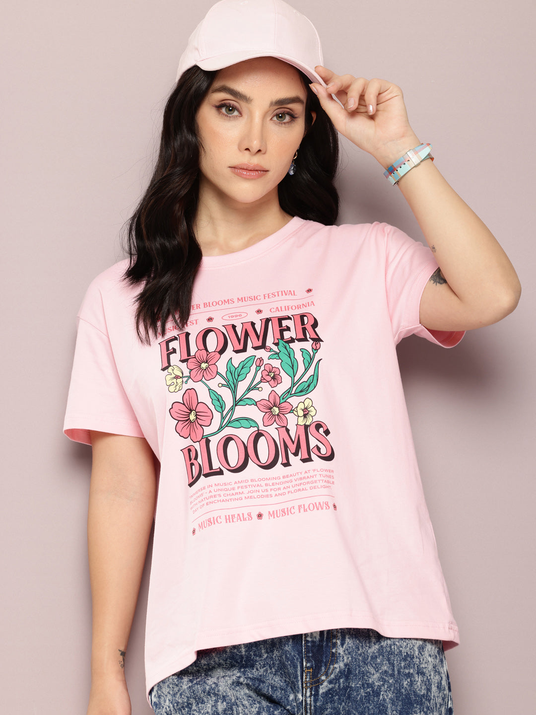 Womens Half Sleeve Round Neck Printed Boxy Fit Tshirts
