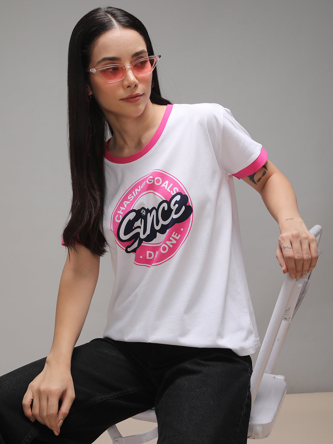 Womens Half Sleeve Round Neck Printed Boxy Fit Tshirts