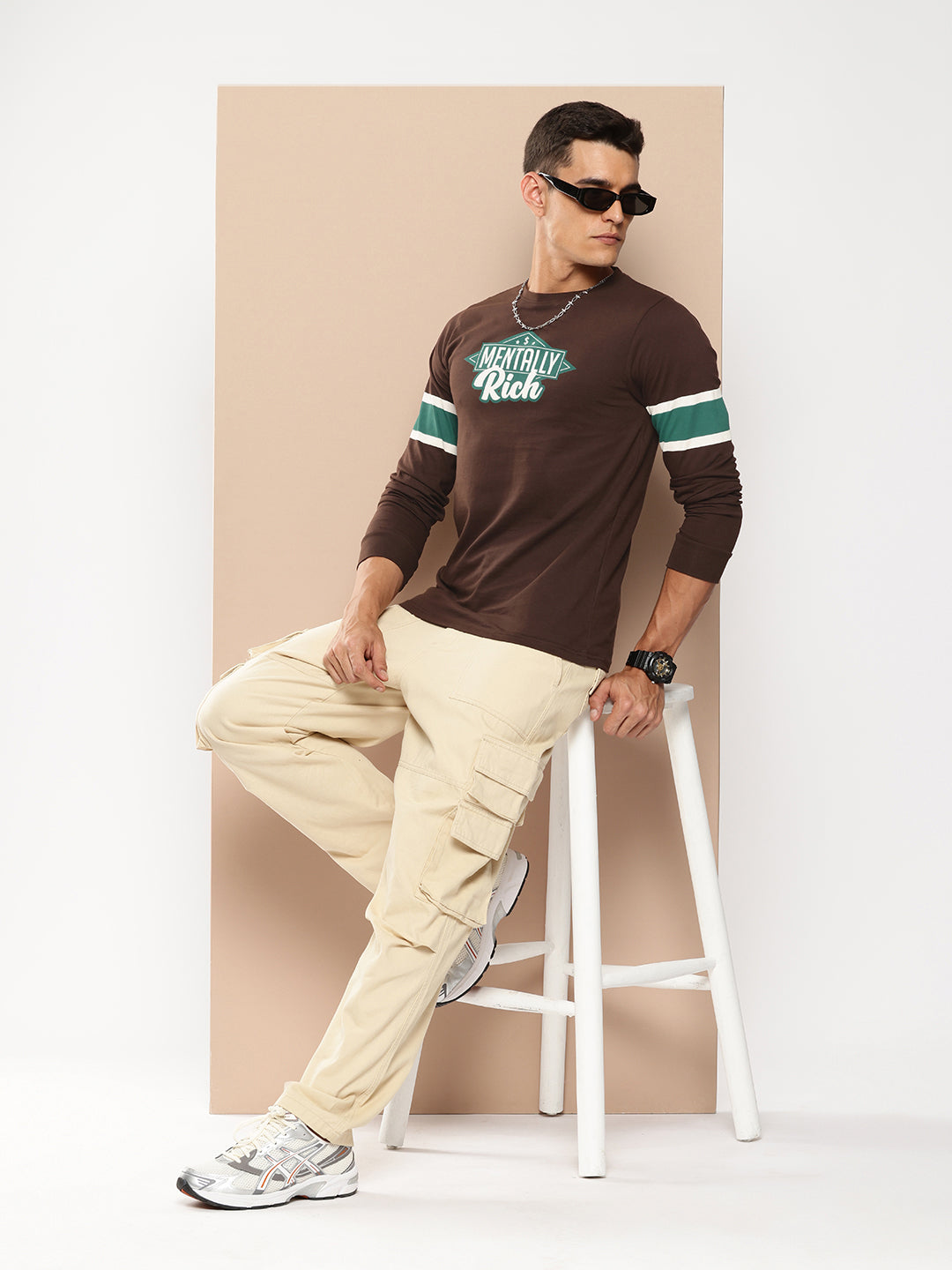 Mens Full Sleeve Round Neck Printed Regular Fit Tshirts