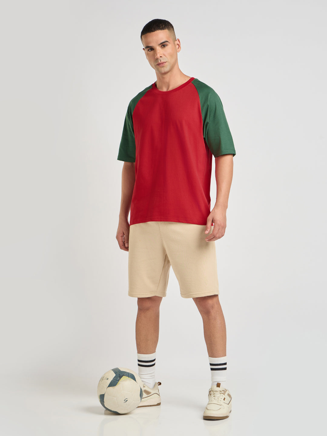 Mens Solid Oversized Raglan Sleeve Round Neck Tshirt