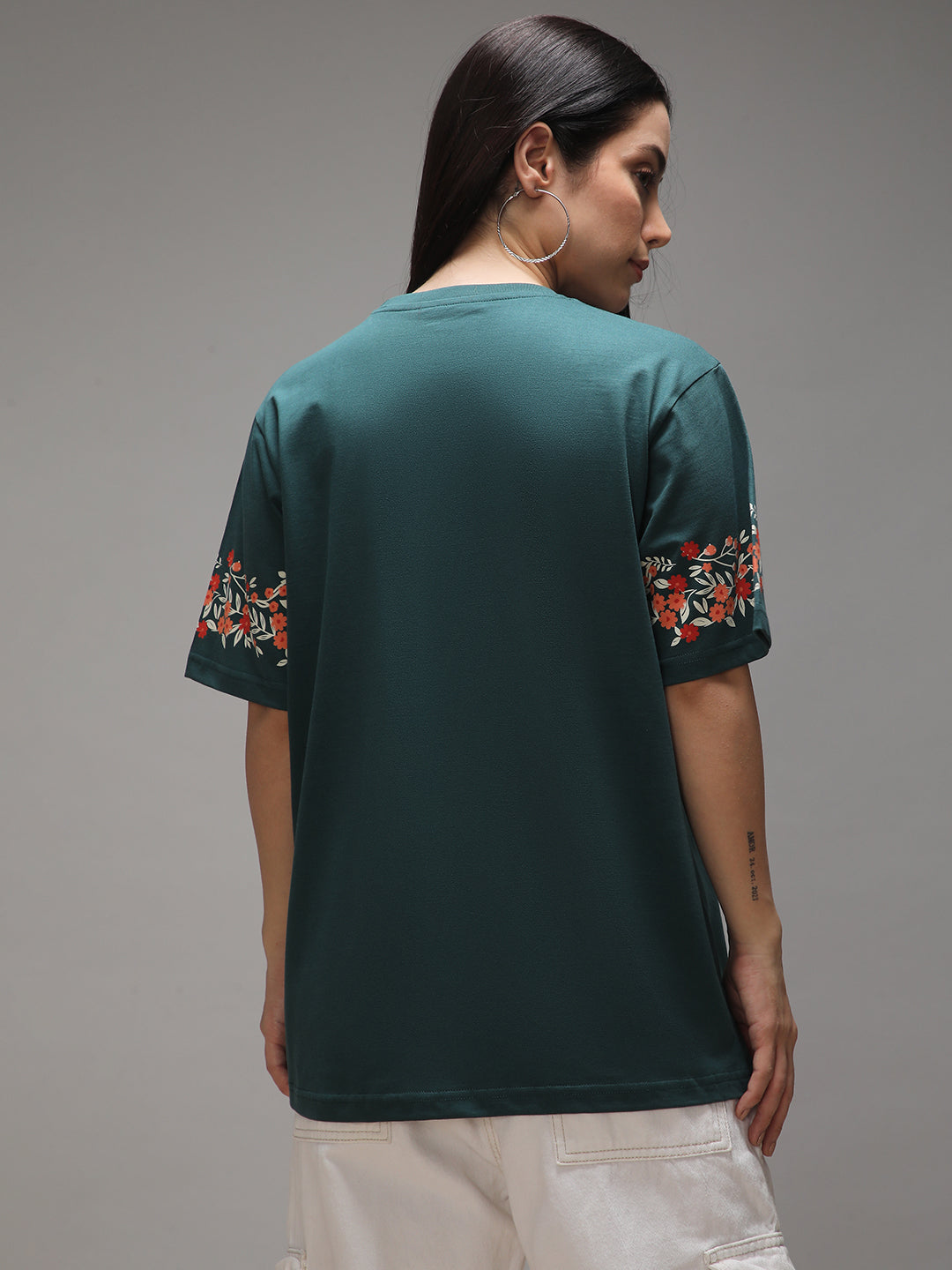 Womens Half Sleeve Round Neck Printed Oversized Fit Tshirts