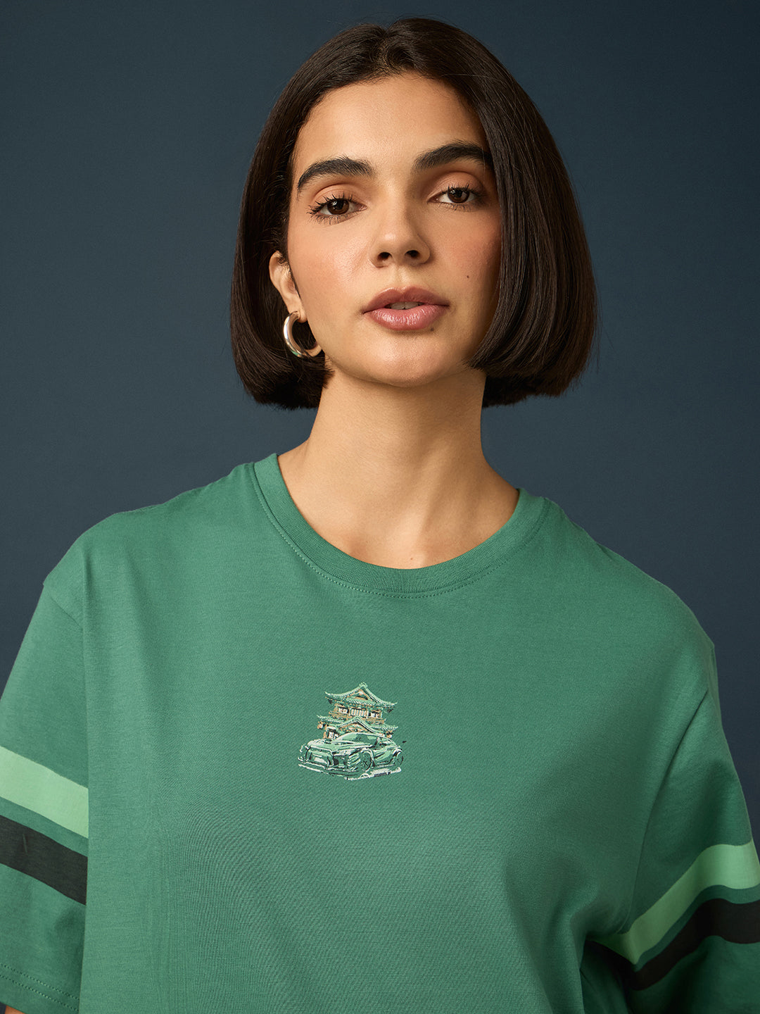 Womens Short Sleeve Printed Oversized Fit Tshirt 