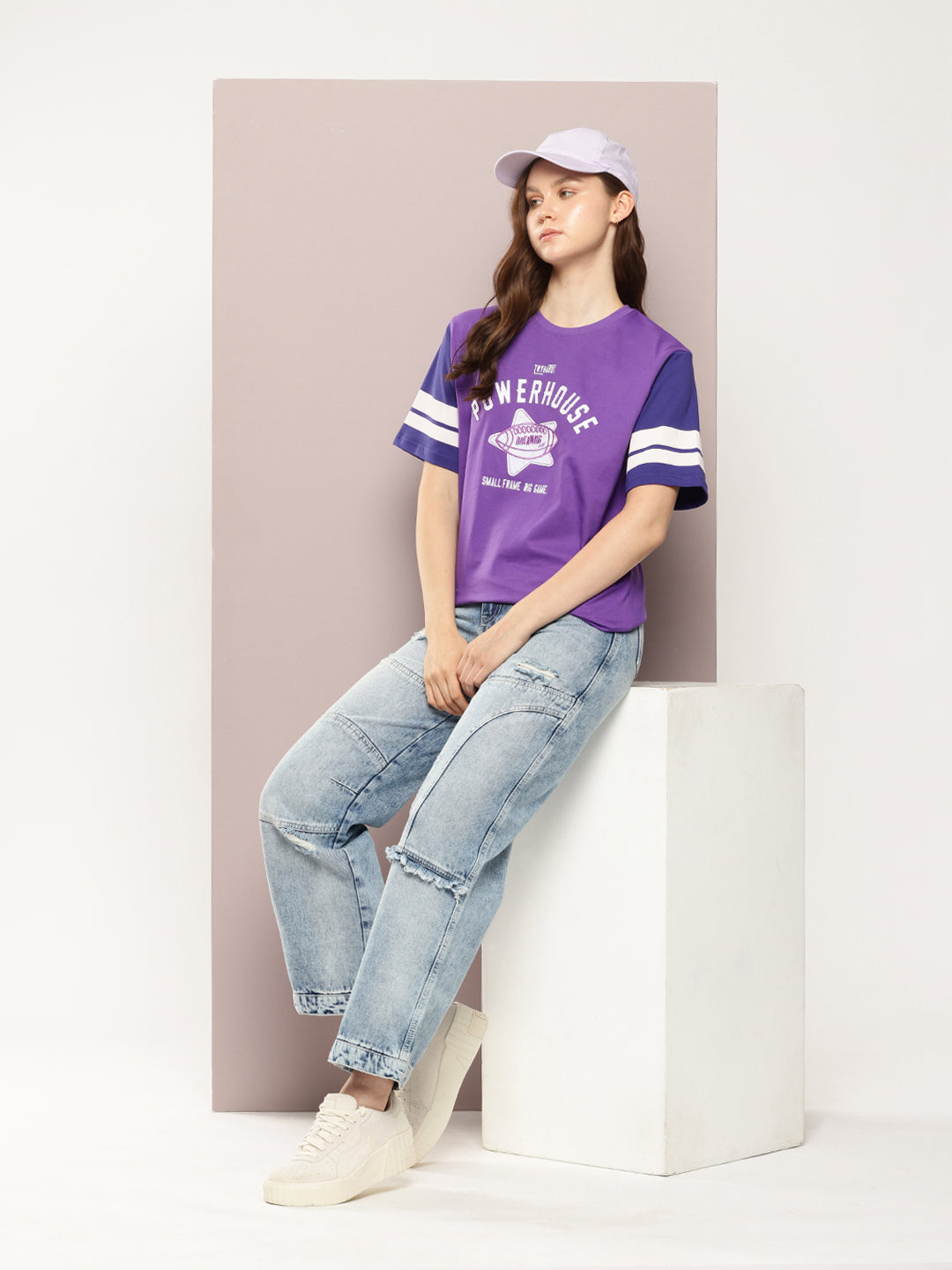 Womens Half Sleeve Round Neck Printed Oversized Fit Tshirts