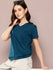 Womens Short Sleeve Solid V-Neck Regular Fit Tshirt