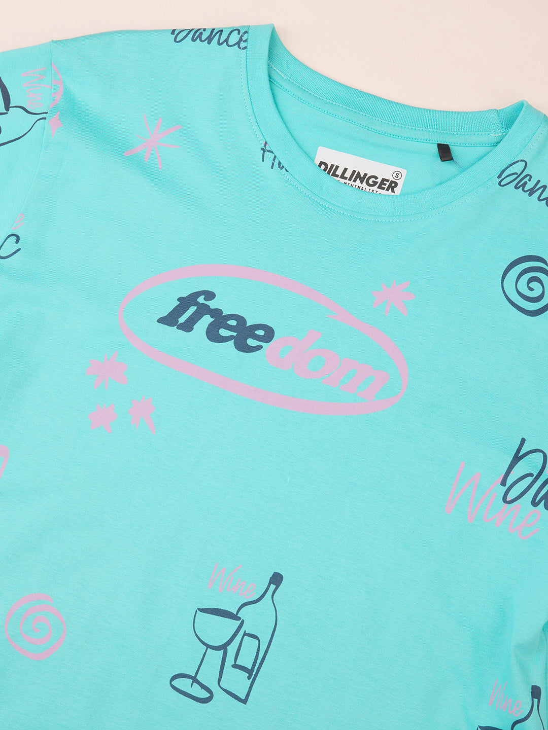 Womens All Over Printed Oversized Fit Cotton T-Shirt
