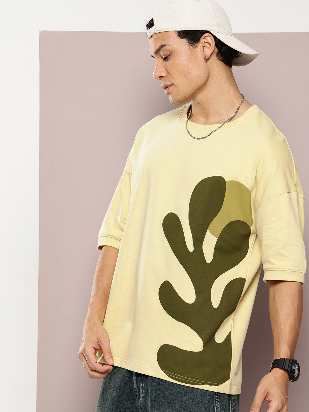 Mens Half Sleeve Round Neck Printed Oversized Fit Tshirts