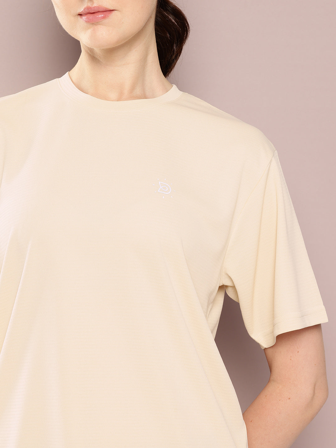 Womens Short Sleeve Round Neck Oversized Polyster Tshirt