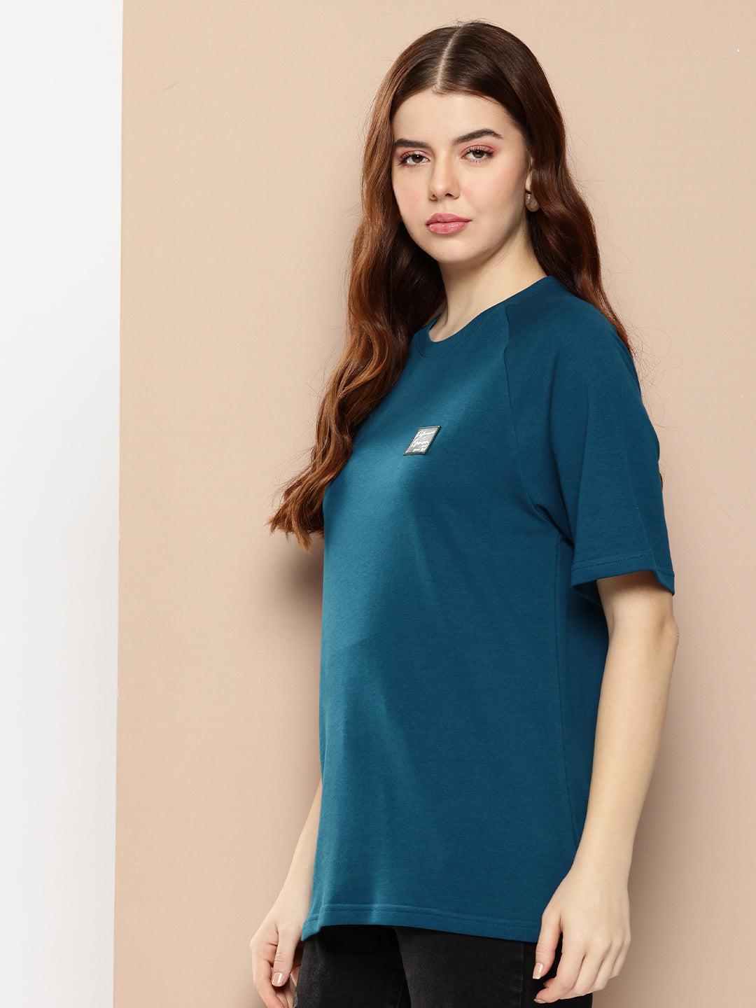 Womens Half Sleeve Round Neck Solid Oversized Fit Tshirts
