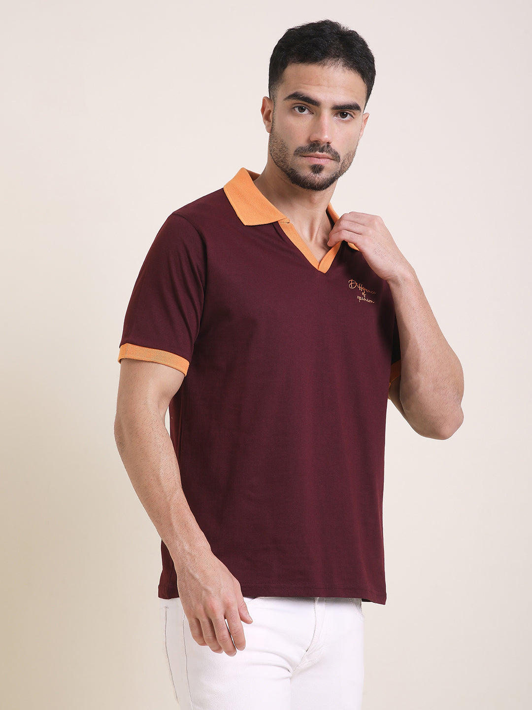 Mens Half Sleeve Polo Neck Back Printed Relaxed Fit Tshirts