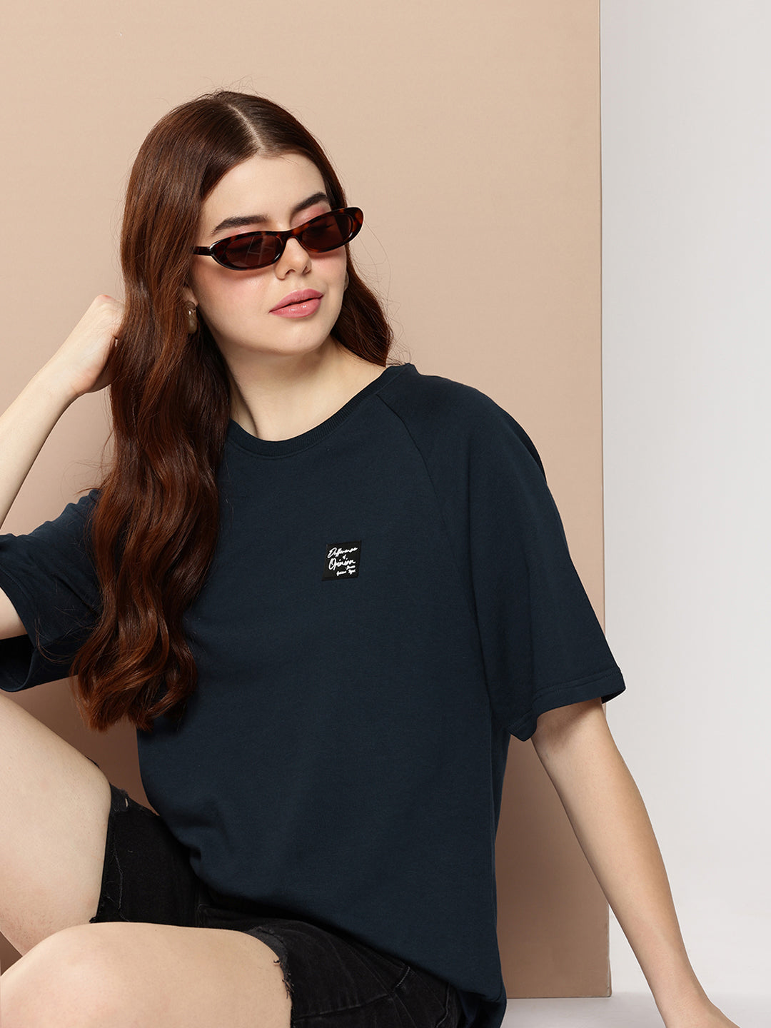 Womens Half Sleeve Round Neck Solid Oversized Fit Tshirts